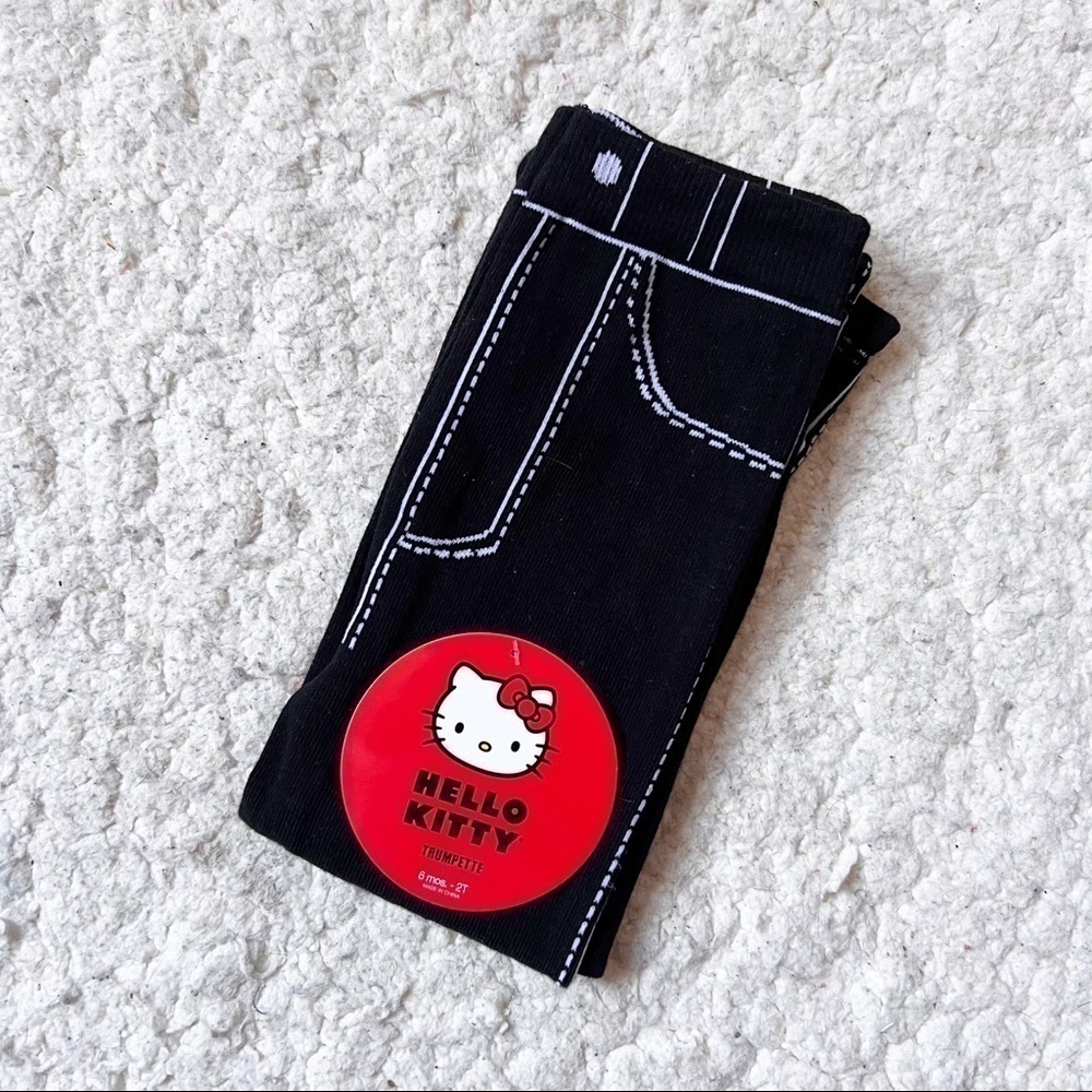 Trumpette: NWT Girls Hello Kitty By Sanrio Faux Black Denim Leggings Size 6M- 2T